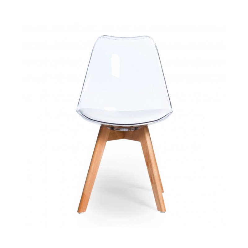 ORION91 Silla DRACO (VARIOS COLORES) Acolchado Piel Sintética Blanco y Patas Haya 54x81x48cm Comedor Oficina Salón Teletrabajo C