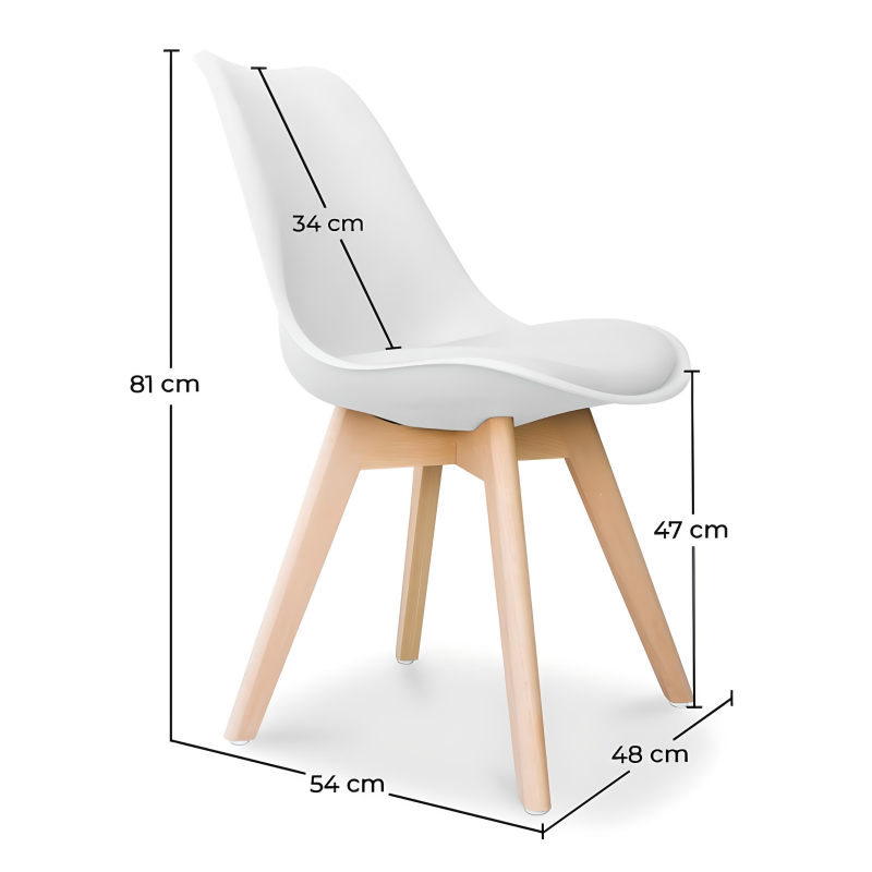 ORION91 Silla DRACO (VARIOS COLORES) Acolchado Piel Sintética Negro y Patas Haya 54x81x48cm Comedor Oficina Salón Teletrabajo Co