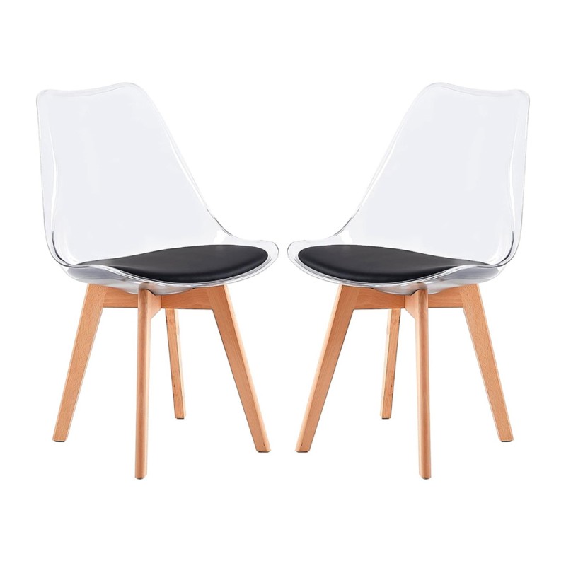 ORION91 Silla DRACO (VARIOS COLORES) Acolchado Piel Sintética Negro y Patas Haya 54x81x48cm Comedor Oficina Salón Teletrabajo Co