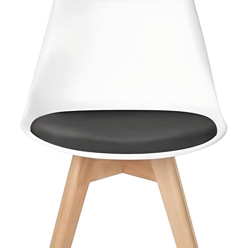 ORION91 Silla DRACO (VARIOS COLORES) Piel Sintética Acolchado Negro Patas Metálica Blanca 54x81x48cm Comedor Oficina Salón Telet