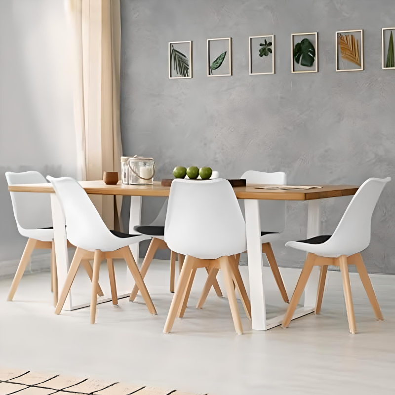 ORION91 Silla DRACO (VARIOS COLORES) Piel Sintética Acolchado Negro Patas Metálica negra 54x81x48cm Comedor Oficina Salón Teletr