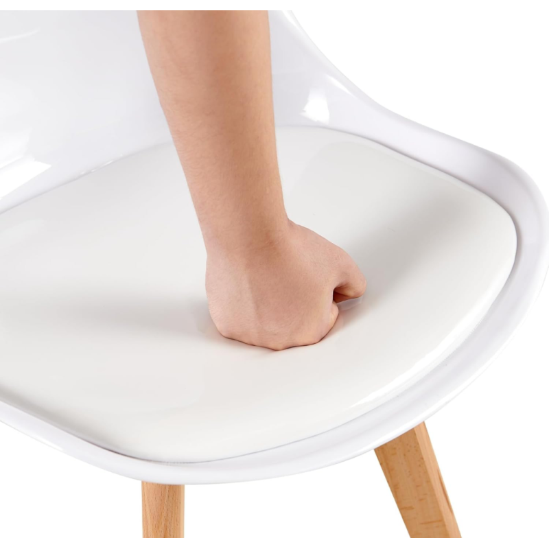 ORION91 Silla DRACO Blanco Brillo Piel Sintética Acolchado (VARIOS COLORES) Madera de Haya 83x50x56cm Comedor Oficina Salón Tele