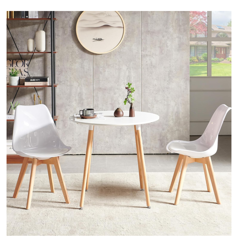 ORION91 Silla DRACO Blanco Brillo Piel Sintética Acolchado (VARIOS COLORES) Madera de Haya 83x50x56cm Comedor Oficina Salón Tele