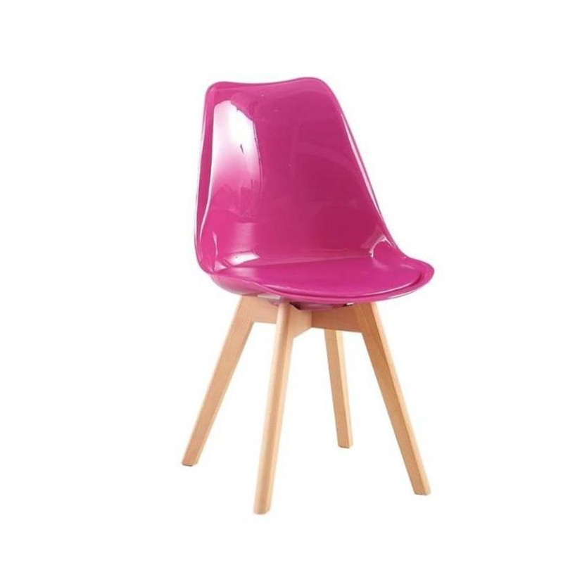 ORION91 Silla DRACO Fucsia Espejo Piel Sintética Acolchado Patas (VARIOS COLORES) de Haya 54x81x48cm Comedor Oficina Salón Telet