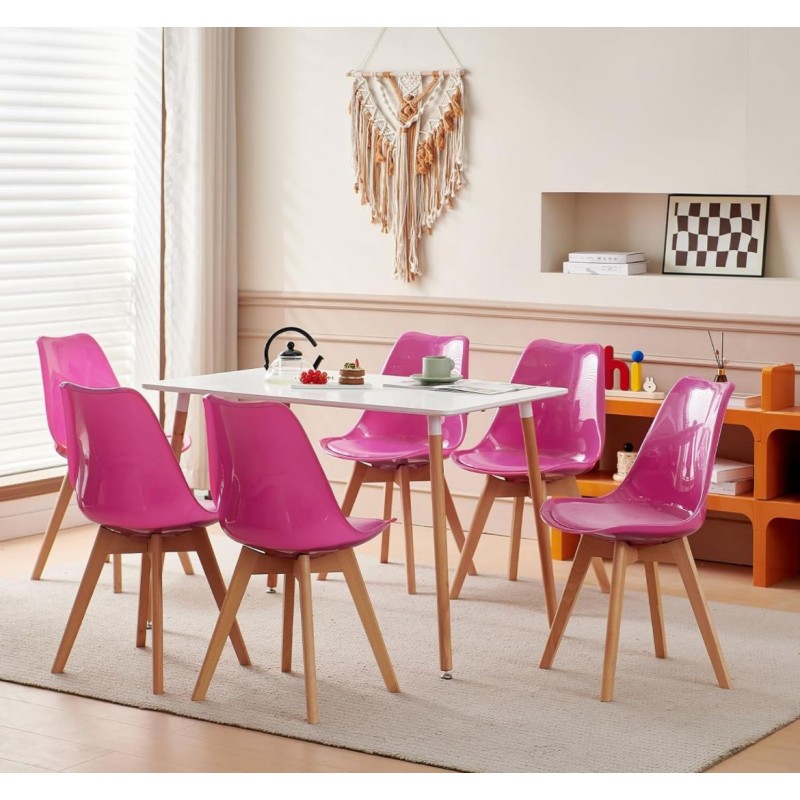 ORION91 Silla DRACO Fucsia Espejo Piel Sintética Acolchado Patas (VARIOS COLORES) de Haya 54x81x48cm Comedor Oficina Salón Telet