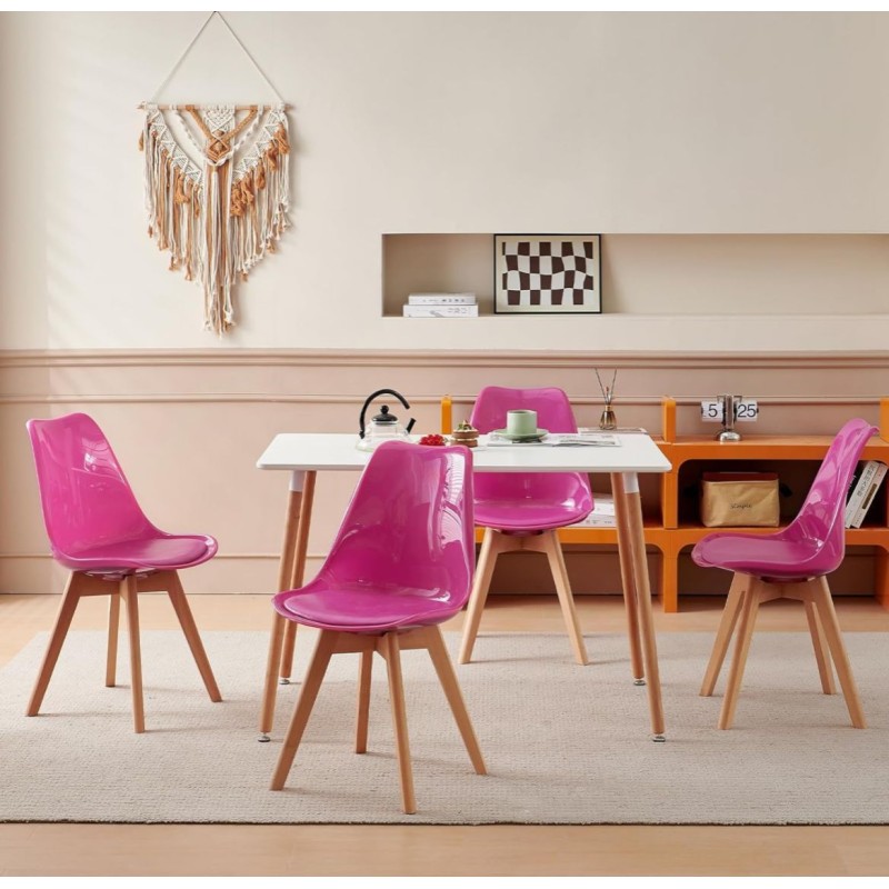 ORION91 Silla DRACO Fucsia Espejo Piel Sintética Acolchado Patas (VARIOS COLORES) de Haya 54x81x48cm Comedor Oficina Salón Telet