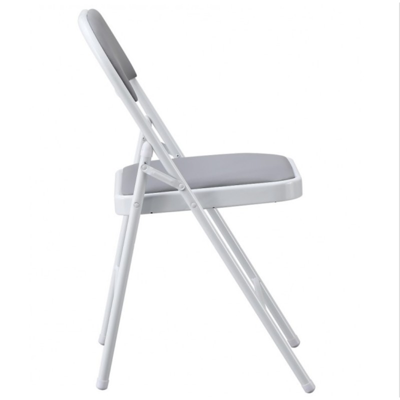 ORION91 Silla ELARA Plegable (47x45x78 cm) Metal (VARIOS COLORES) Asiento Acolchado Piel Sintética Gris Cocina Comedor Jardín Ca