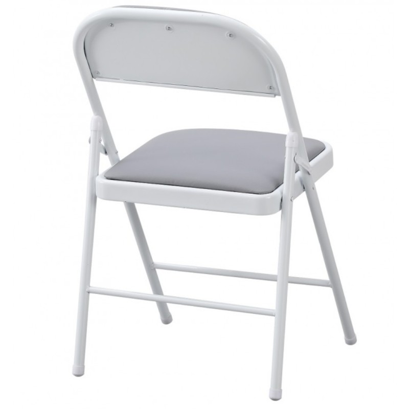 ORION91 Silla ELARA Plegable (47x45x78 cm) Metal (VARIOS COLORES) Asiento Acolchado Piel Sintética Gris Cocina Comedor Jardín Ca
