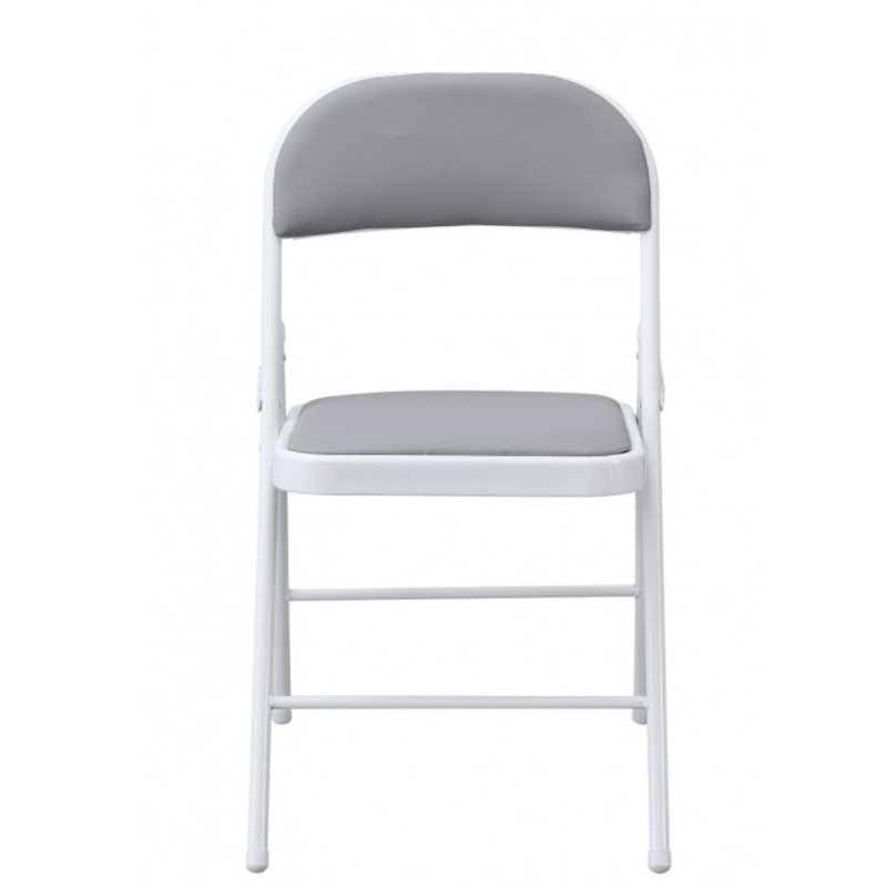 ORION91 Silla ELARA Plegable (47x45x78 cm) Metal (VARIOS COLORES) Asiento Acolchado Piel Sintética Gris Cocina Comedor Jardín Ca