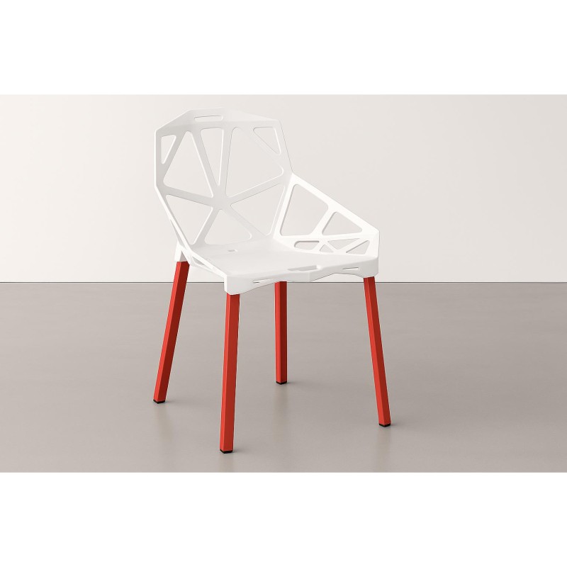 ORION91 Silla ELECTRA Color (VARIOS COLORES) Estructura Rojo 54x59x80cm Comedor Oficina Salón Teletrabajo Cocina - SpazioLuzio