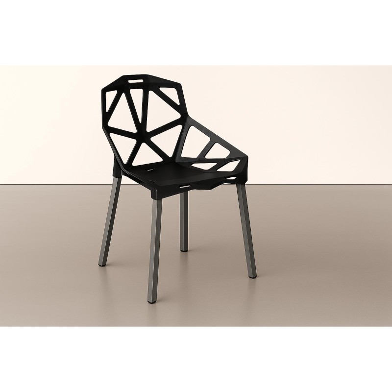 ORION91 Silla ELECTRA Color (VARIOS COLORES) Gris Acero y Polipropileno 54x59x80cm Comedor Oficina Salón Teletrabajo Cocina - Sp