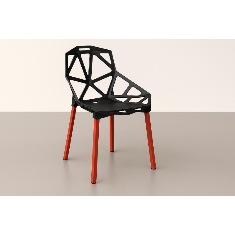 ORION91 Silla ELECTRA Color (VARIOS COLORES) Roja Acero y Polipropileno 54x59x80cm Comedor Oficina Salón Teletrabajo Cocina - Sp