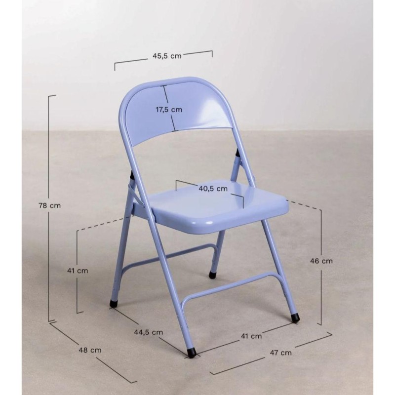 ORION91 Silla LEO Naranja Albaricoque Plegable Estilo Industrial de Metal Antideslizante Comedor Oficina Salón Teletrabajo Cocin