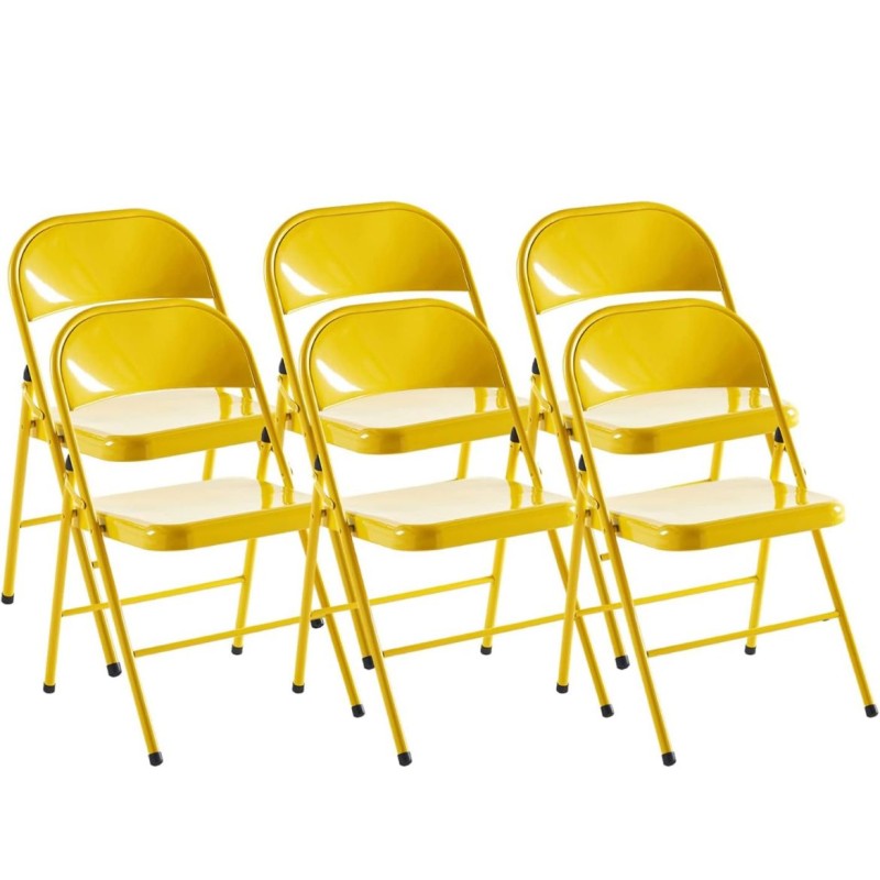 ORION91 Silla LEO Naranja Albaricoque Plegable Estilo Industrial de Metal Antideslizante Comedor Oficina Salón Teletrabajo Cocin