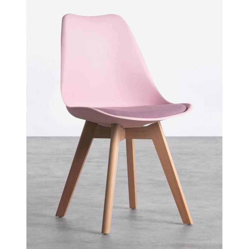 ORION91 Silla LYRA Asiento Acolchado Cojín Tela Fine Color (VARIOS COLORES) y Patas Haya (43x83x49cm) Comedor Oficina Salón Tele