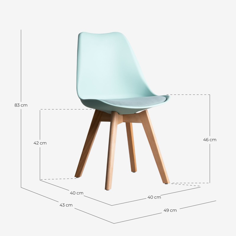 ORION91 Silla LYRA Asiento Acolchado Cojín Tela Fine Color (VARIOS COLORES) y Patas Haya (43x83x49cm) Comedor Oficina Salón Tele