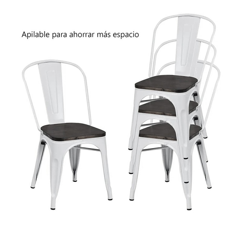ORION91 Silla ORIONIS BLANCA Acero y Asiento Color (VARIOS COLORES) Apilables Comedor Oficina Salón Teletrabajo Cocina - SpazioL