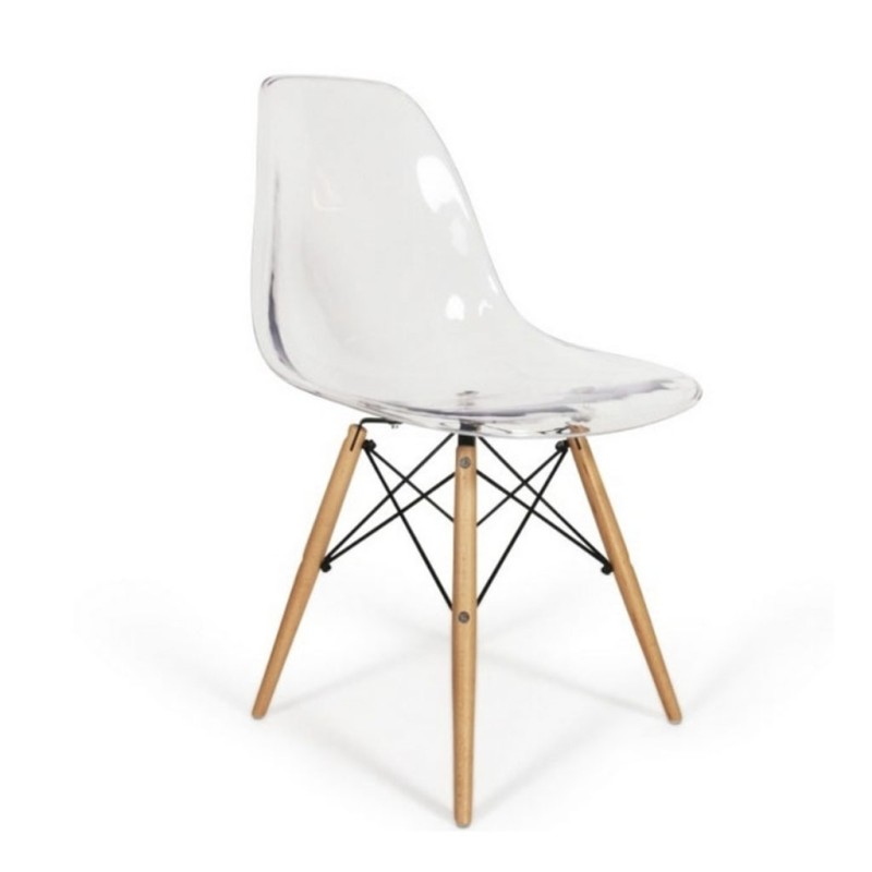 ORION91 Silla PORTIA Policarbonato Color (VARIOS COLORES) Patas en Madera Haya 46 x 51 x 82 cm Comedor Oficina Salón Teletrabajo