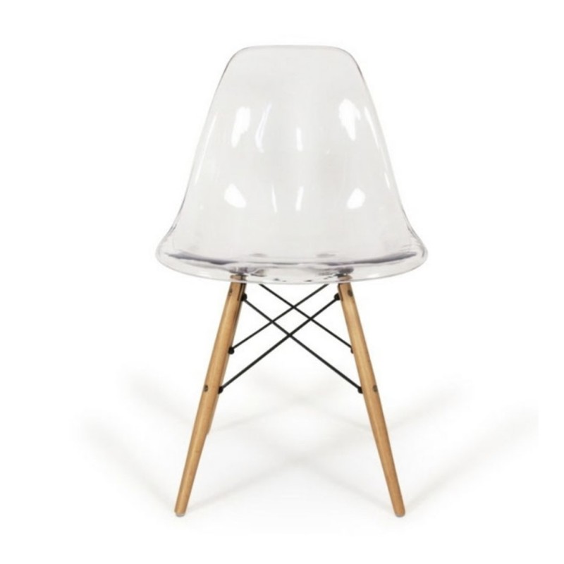 ORION91 Silla PORTIA Policarbonato Color (VARIOS COLORES) Patas en Madera Haya 46 x 51 x 82 cm Comedor Oficina Salón Teletrabajo