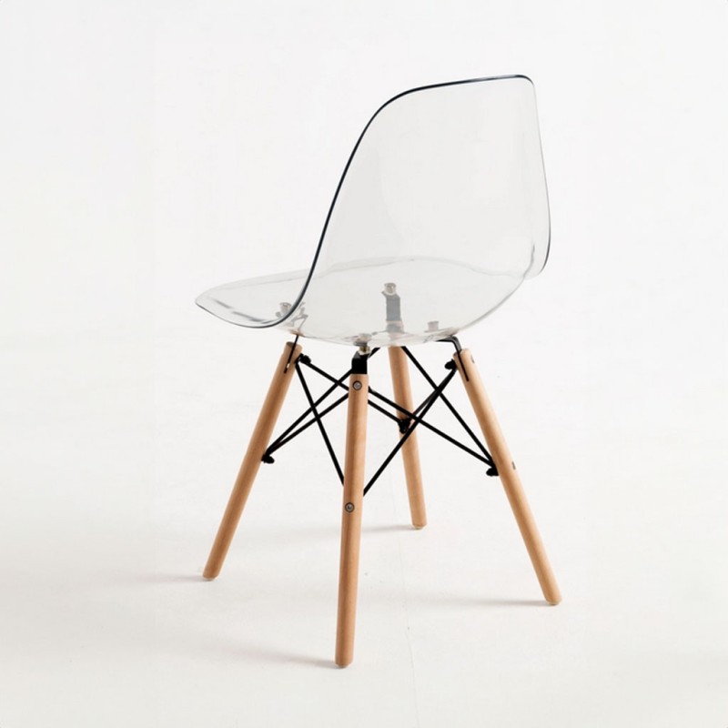 ORION91 Silla PORTIA Policarbonato Color (VARIOS COLORES) Patas en Madera Haya 46 x 51 x 82 cm Comedor Oficina Salón Teletrabajo