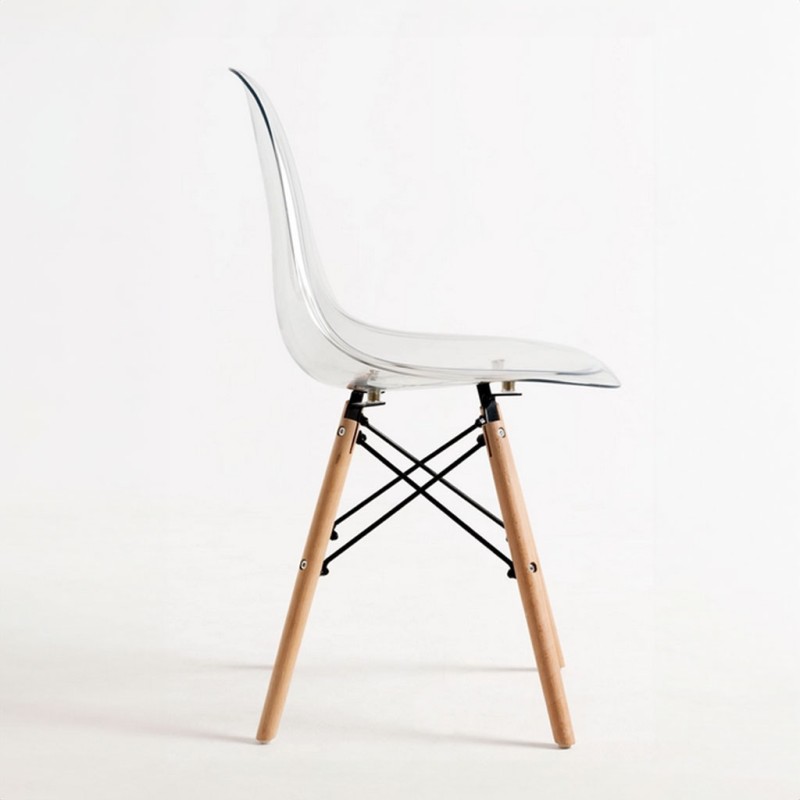 ORION91 Silla PORTIA Policarbonato Color (VARIOS COLORES) Patas en Madera Haya 46 x 51 x 82 cm Comedor Oficina Salón Teletrabajo