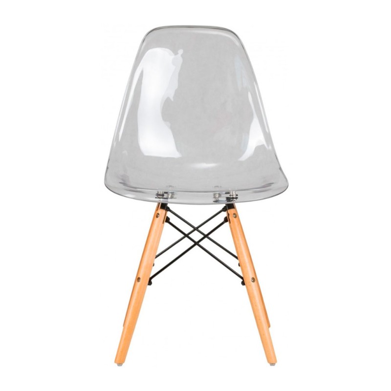 ORION91 Silla PORTIA Policarbonato Color (VARIOS COLORES) y Patas en Madera Haya 46 x 51 x 82 cm Comedor Oficina Salón Teletraba