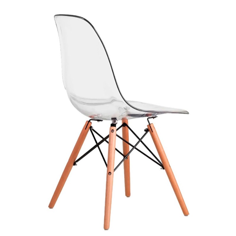 ORION91 Silla PORTIA Policarbonato Color (VARIOS COLORES) y Patas en Madera Haya 46 x 51 x 82 cm Comedor Oficina Salón Teletraba