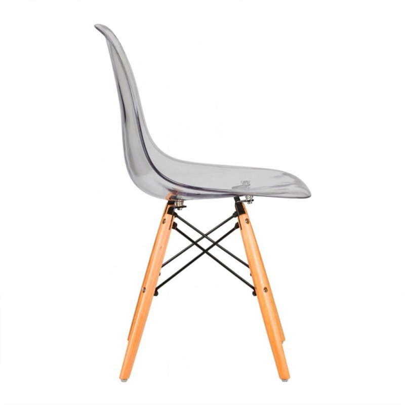 ORION91 Silla PORTIA Policarbonato Color (VARIOS COLORES) y Patas en Madera Haya 46 x 51 x 82 cm Comedor Oficina Salón Teletraba