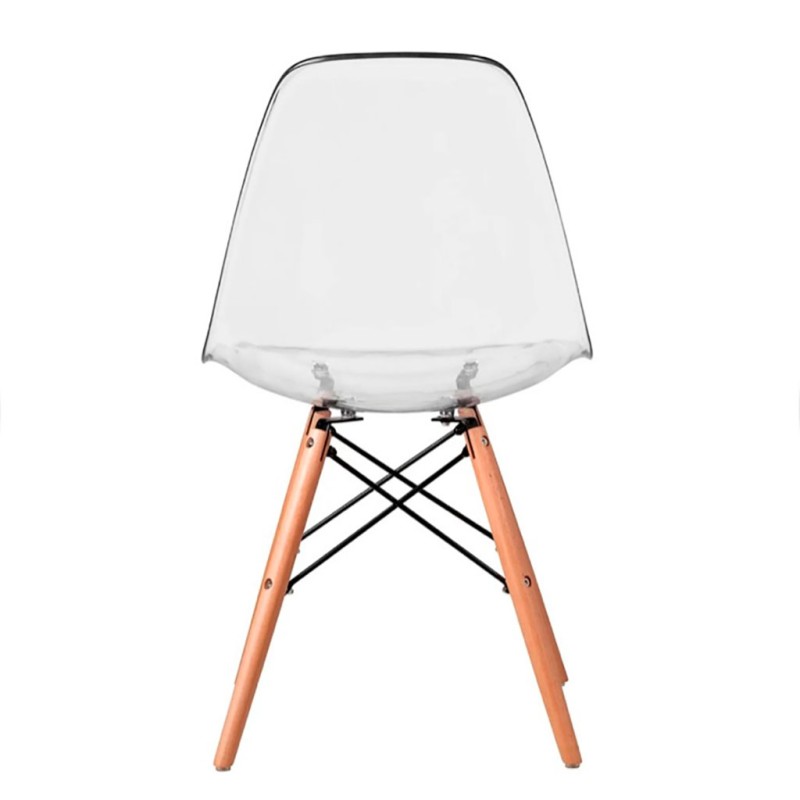 ORION91 Silla PORTIA Policarbonato Color (VARIOS COLORES) y Patas en Madera Haya 46 x 51 x 82 cm Comedor Oficina Salón Teletraba