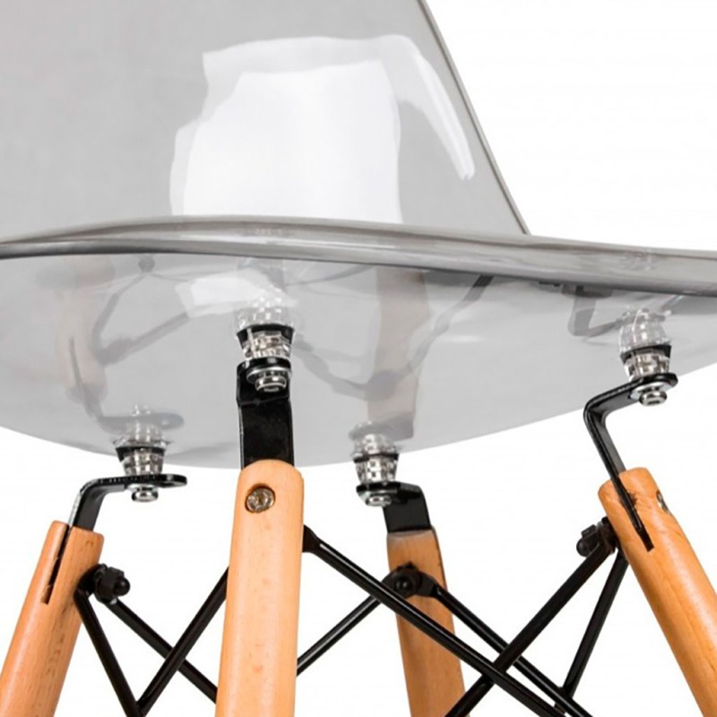 ORION91 Silla PORTIA Policarbonato Color (VARIOS COLORES) y Patas en Madera Haya 46 x 51 x 82 cm Comedor Oficina Salón Teletraba