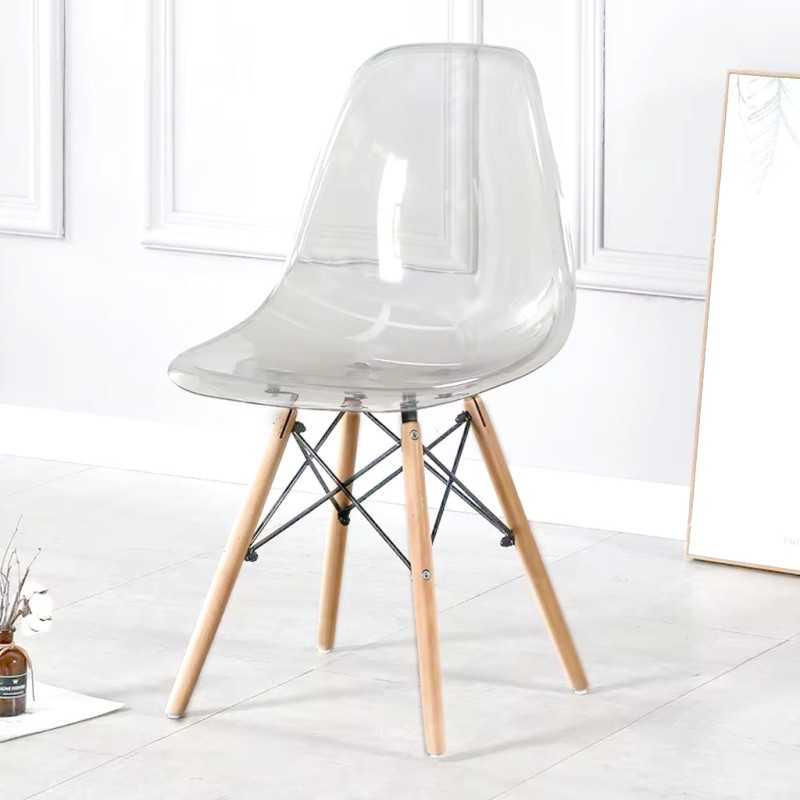 ORION91 Silla PORTIA Policarbonato Color (VARIOS COLORES) y Patas en Madera Haya 46 x 51 x 82 cm Comedor Oficina Salón Teletraba