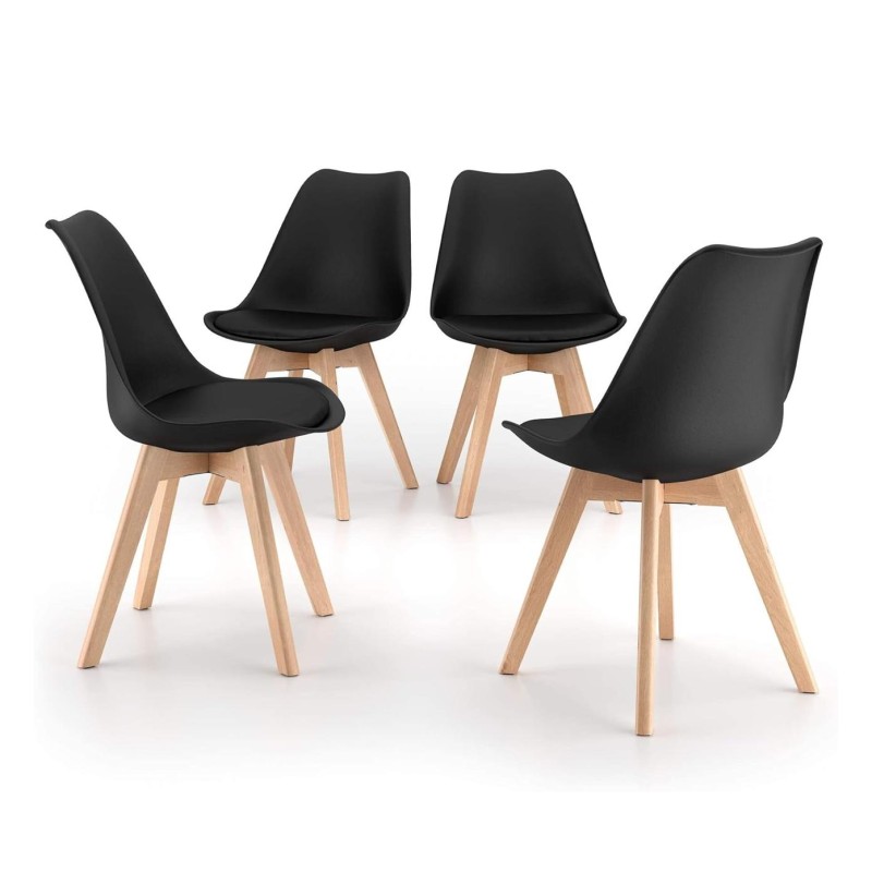 ORION91 Silla SIRIO Color (VARIOS COLORES) Asiento Acolchado Piel Sintética y Patas Haya 54x81x48cm Comedor Oficina Salón Teletr