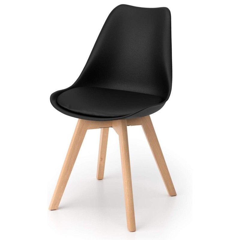 ORION91 Silla SIRIO Color (VARIOS COLORES) Asiento Acolchado Piel Sintética y Patas Haya 54x81x48cm Comedor Oficina Salón Teletr