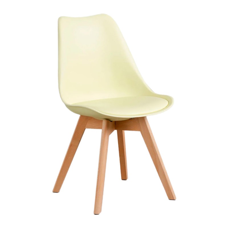 ORION91 Silla SIRIO Color (VARIOS COLORES) Limón Asiento Acolchado Piel Sintética y Patas Haya 54x81x48cm Comedor Oficina Salón 