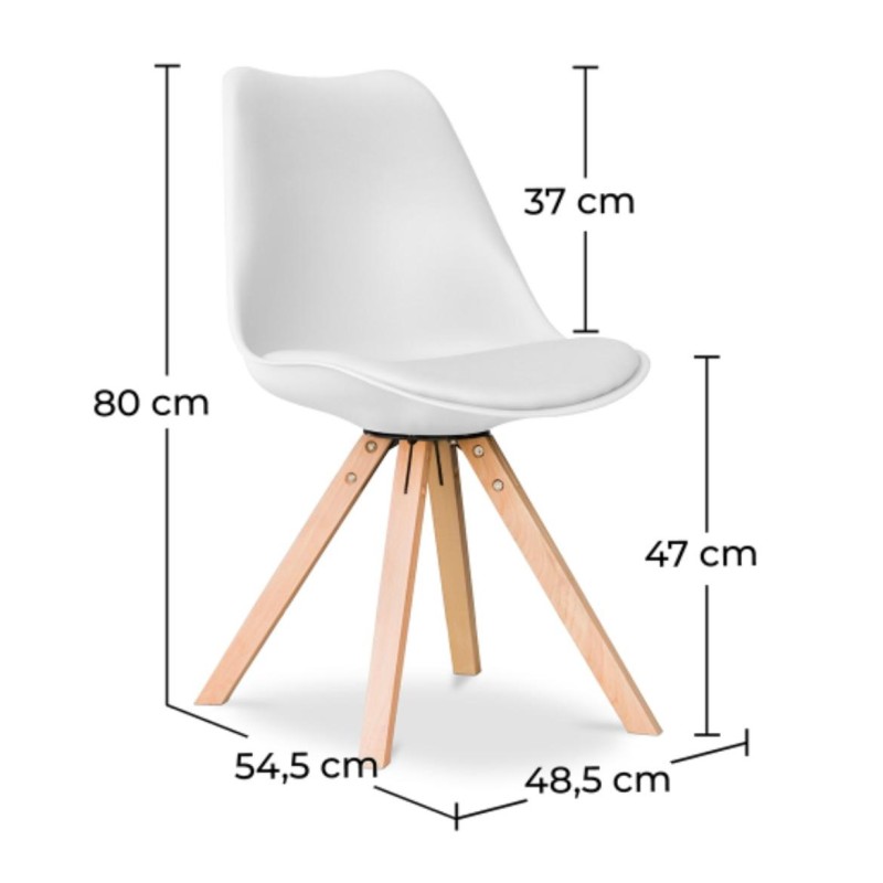 ORION91 Silla URSA Color (VARIOS COLORES) Asiento Acolchado Piel Sintética y Patas Haya 49 x 43 x 81cm Comedor Oficina Salón Tel