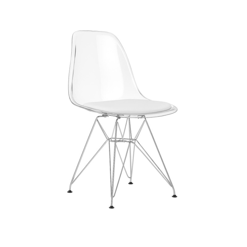 ORION91 Silla VEGA Estructura Cromada (VARIOS COLORES) Acolchado Piel Sintética Color Blanco – 48 x 41 x 82 cm Comedor Oficina S