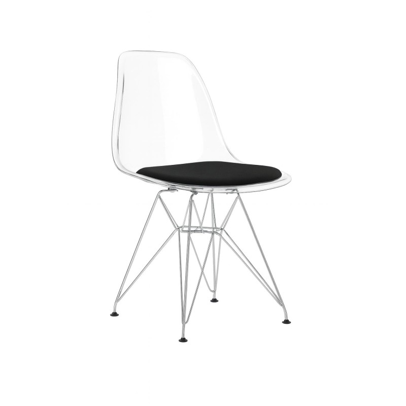 ORION91 Silla VEGA Estructura Cromada (VARIOS COLORES) Acolchado Piel Sintética Color Negro – 48 x 41 x 82 cm Comedor Oficina Sa