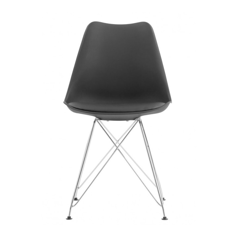 ORION91 Silla VEGA Estructura Cromada (VARIOS COLORES) Acolchado Piel Sintética Color Negro – 48 x 41 x 82 cm Comedor Oficina Sa