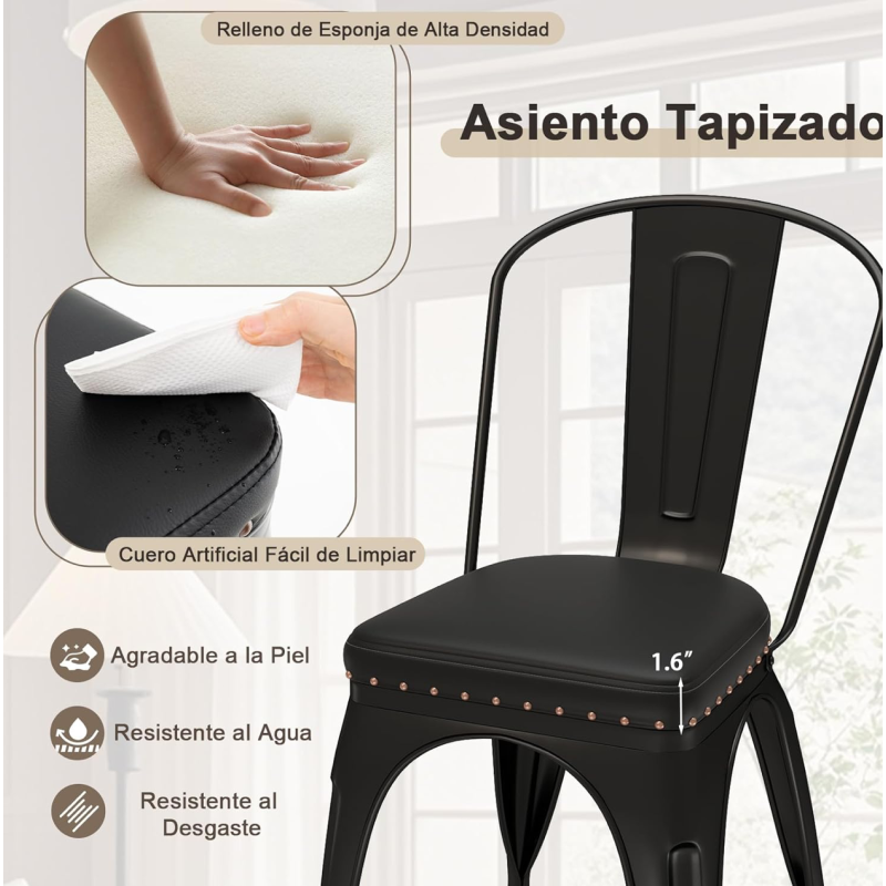 ORION91oficial® - Silla Acero BETA EDITION (VARIOS COLORES) Mate y Asiento Piel Sintética Apilable (84x45,5x52 cm) Estilo Indust