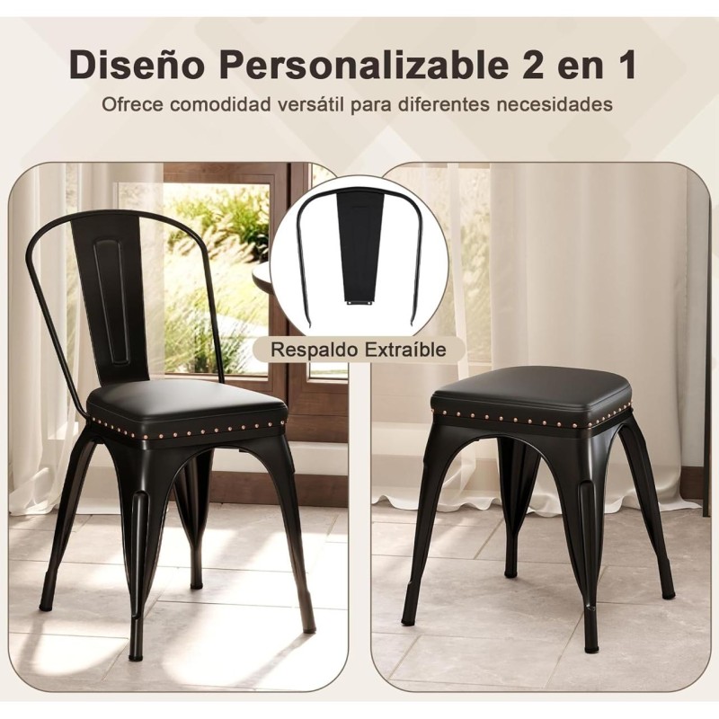 ORION91oficial® - Silla Acero BETA EDITION (VARIOS COLORES) Mate y Asiento Piel Sintética Apilable (84x45,5x52 cm) Estilo Indust