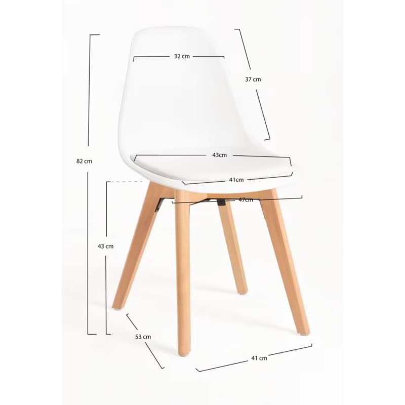 ORION91oficial® - Silla DIONE Asiento Piel Sintética Acolchado y Patas Color (VARIOS COLORES), 46x39x82cm Comedor Oficina Salón 