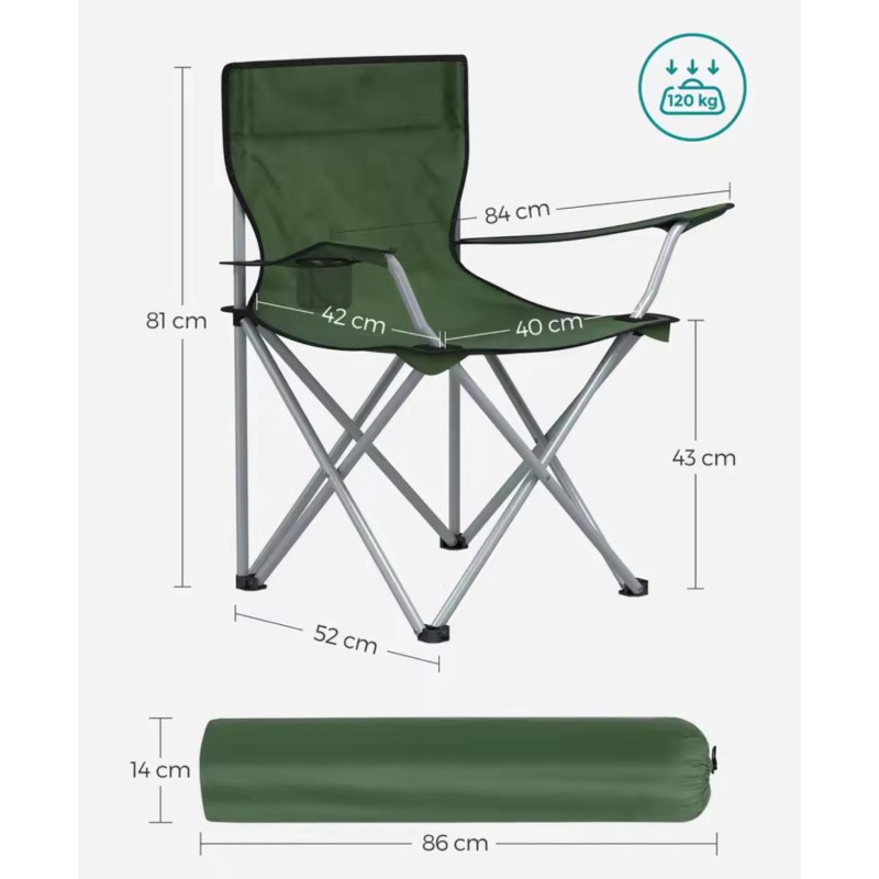 ORION91oficial® - Silla Plegable, Portátil Camping Poliéster (50 x 40cm) Color (VARIOS COLORES) , Peso Max 120kg, Exterior, Apoy