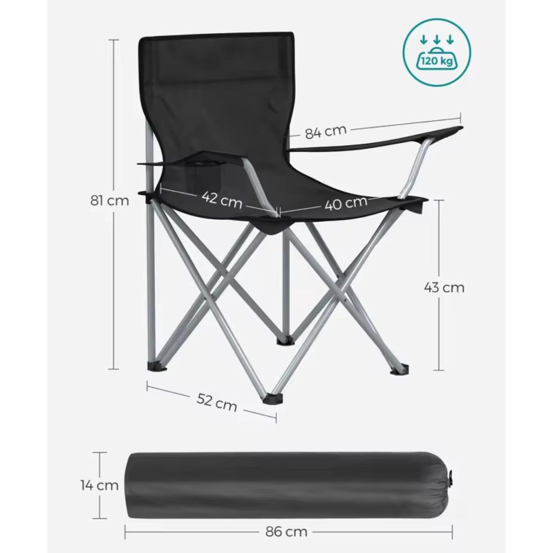 ORION91oficial® - Silla Plegable, Portátil Camping Poliéster (50 x 40cm) Color (VARIOS COLORES), Peso Max 120kg, Exterior, Apoya