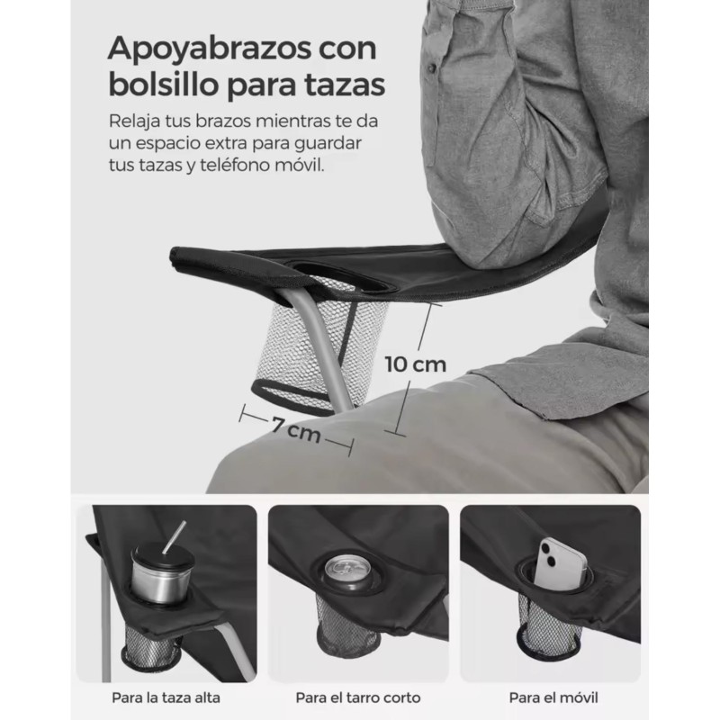 ORION91oficial® - Silla Plegable, Portátil Camping Poliéster (50 x 40cm) Color (VARIOS COLORES), Peso Max 120kg, Exterior, Apoya