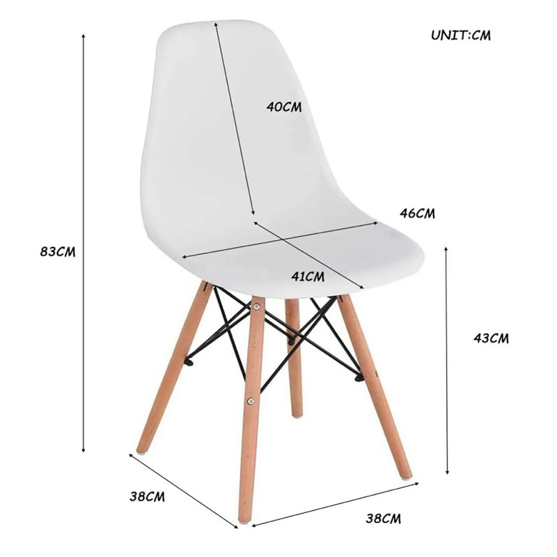 ORION91oficial® - Silla de Comedor, O91, Polipropileno Color Blanco y Patas en (VARIOS COLORES) 46,5 x 48 x 82 cm, Hostelería-Ba