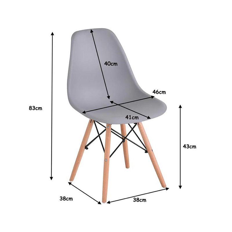 ORION91oficial® - Silla de Comedor, O91, Polipropileno Color Gris y Patas en (VARIOS COLORES) 46,5 x 48 x 82 cm, Hostelería-Bar-