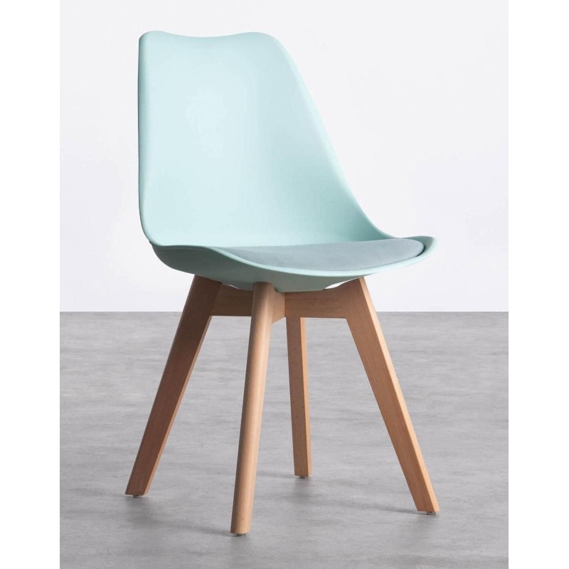 ORION91 Silla LYRA Asiento Acolchado Cojín Tela Fine Color (VARIOS COLORES) y Patas Haya (43x83x49cm) Comedor Oficina Salón Tele