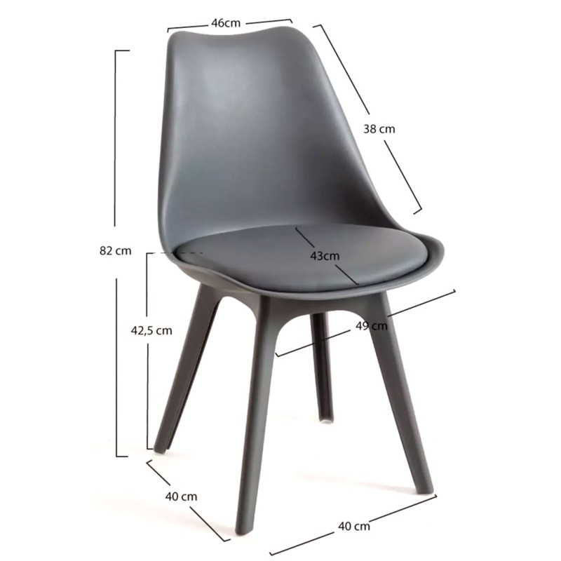 Silla BOREAL Asiento Acolchado Piel Sintética y Patas Color (VARIOS COLORES) 48x43x82cm Comedor Oficina Salón Teletrabajo Cocina