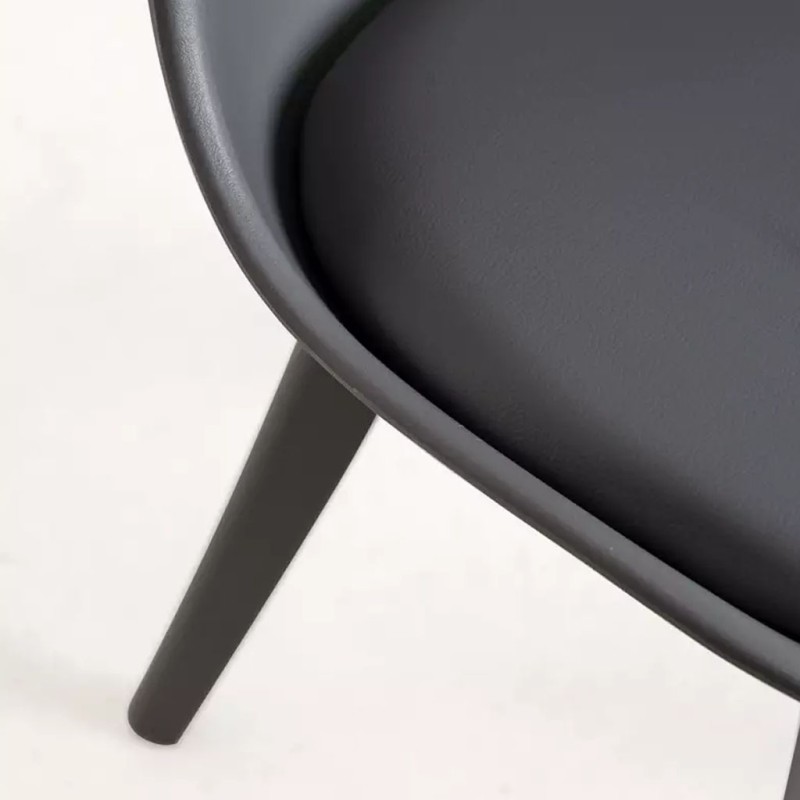 Silla BOREAL Asiento Acolchado Piel Sintética y Patas Color (VARIOS COLORES) 48x43x82cm Comedor Oficina Salón Teletrabajo Cocina