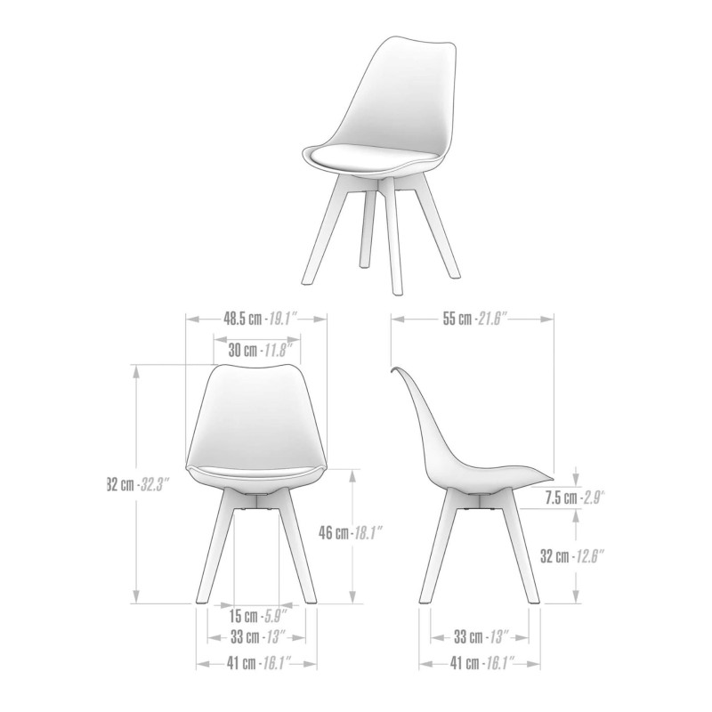 ORION91 Silla SIRIO Color Amarillo Canario Asiento Acolchado Piel Sintética y Patas Haya 54x81x48cm Comedor Oficina Salón Teletr